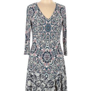 Eliza J Fit & Flare Paisley Print Dress Lined Stretch Size 4